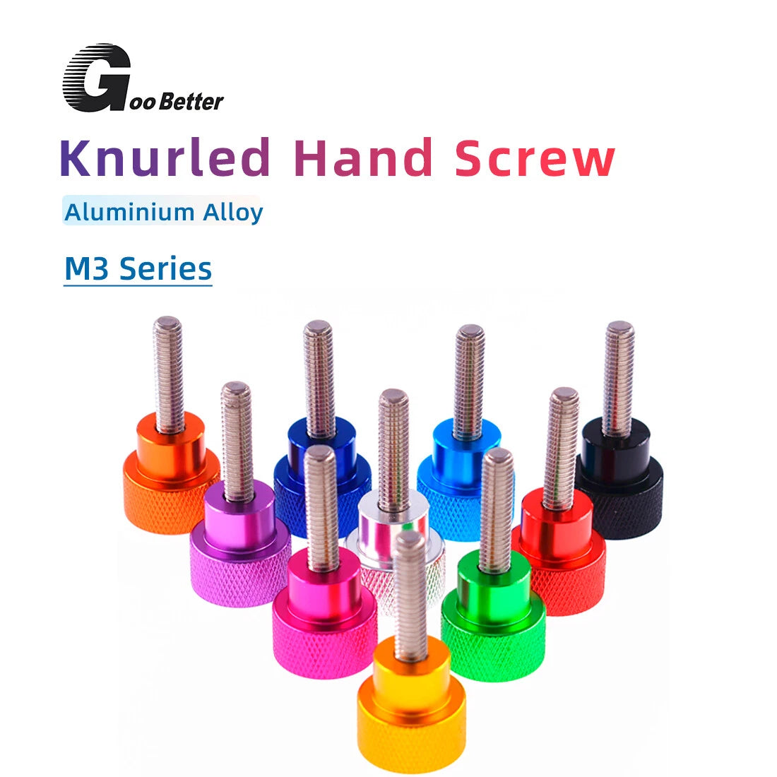 M3 Knurled Thumb Screws – Aluminum Alloy, 10 Colors, L=4mm–80mm
