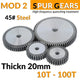 Mod 2 45# Steel Spur Gears Pinion Gear Thickn 20mm 10T - 100T Transmission Gear