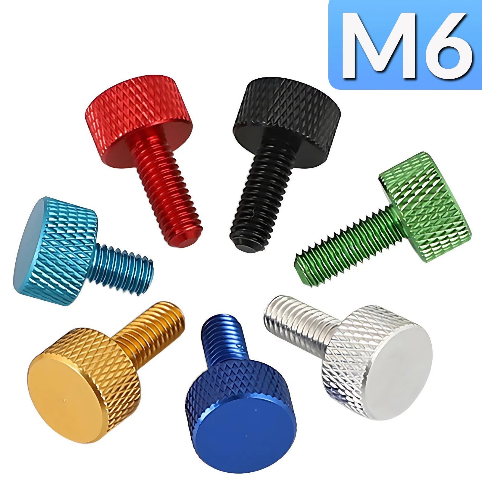 M6 Knurled Thumb Screws Aluminum Alloy DIY Hand Tighten Grip Knob Adjustmen Bolt
