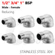 Stainless Steel Reducing 90° Elbow — BSP Male to Female Thread Pipe Fitting