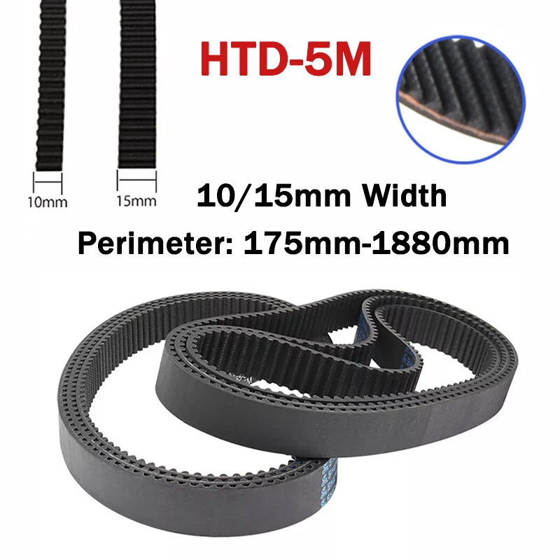 HTD 5M Rubber Timing Belt Closed Loop — 10mm & 15mm Width, 175mm–1880mm