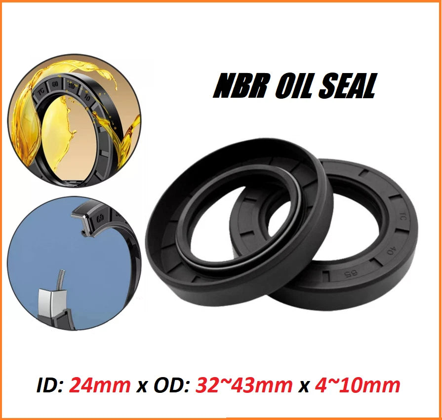 24mm TC Oil Seal — Metric R23 NBR Double-Lip Rotary Shaft Seal (ID 24mm)