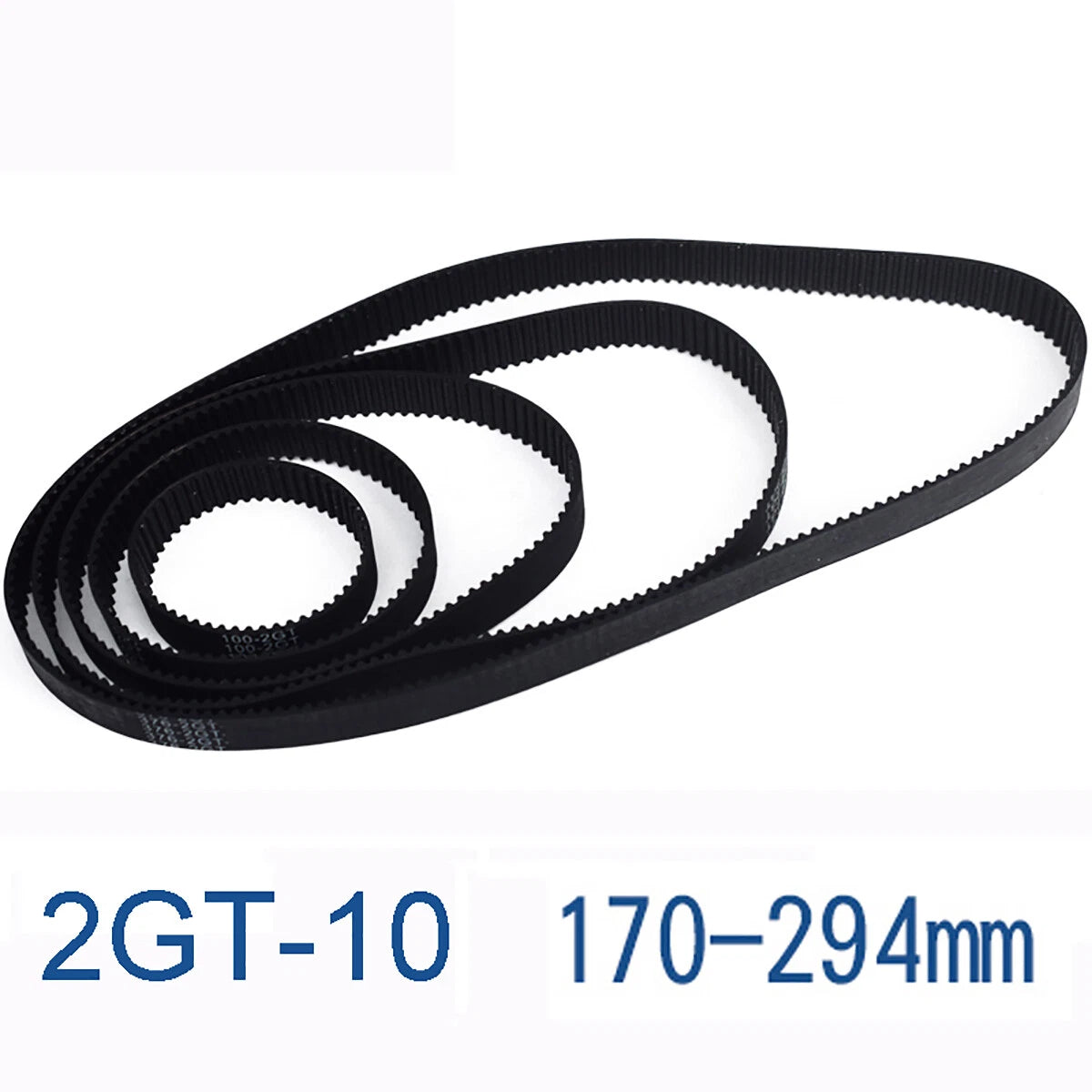 GT2 Timing Belt 2mm Pitch Closed Loop – 10mm Wide, 170–294mm Circumference for 3D Printer & CNC