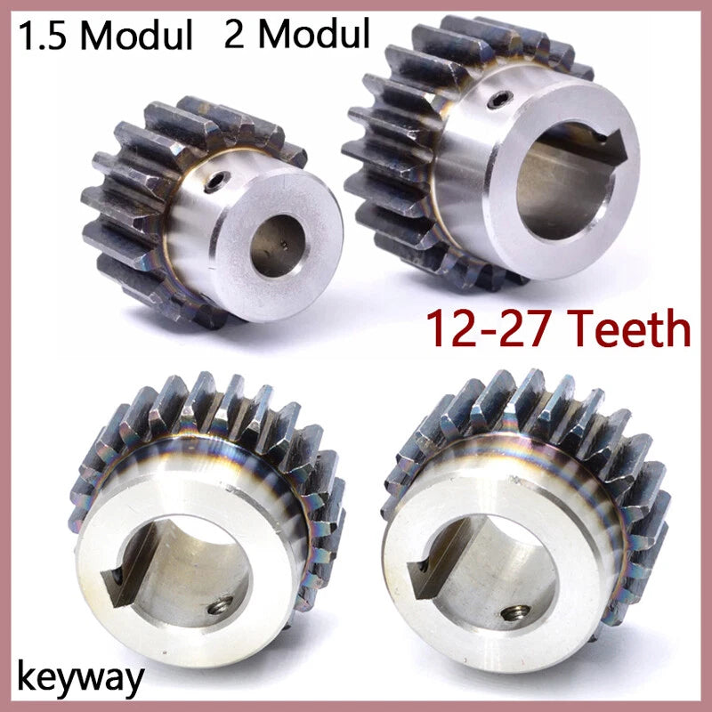 Spur Gear 45# Steel Transmission Gear 1.5/2 Mod 12-27 Teeth With Step Motor Gear