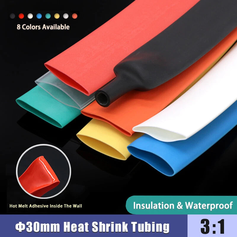 3:1 Adhesive Glue Lined Heat Shrink Tubing Φ30mm — Dual Wall Waterproof Sleeving