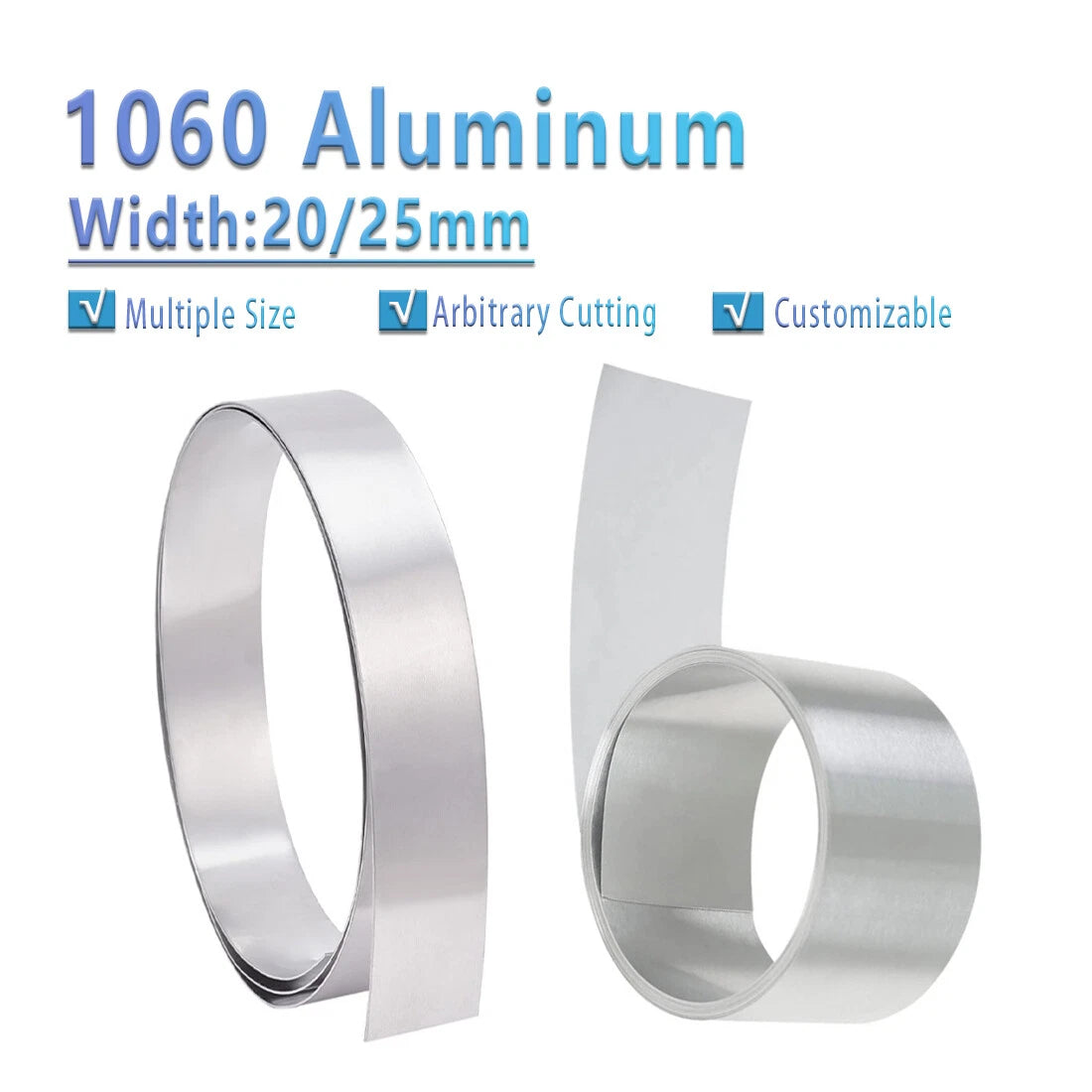 1060 Aluminum Sheet Strip Pure Al Thin Foil Plate Thick 0.05-3mm Width 20/25mm