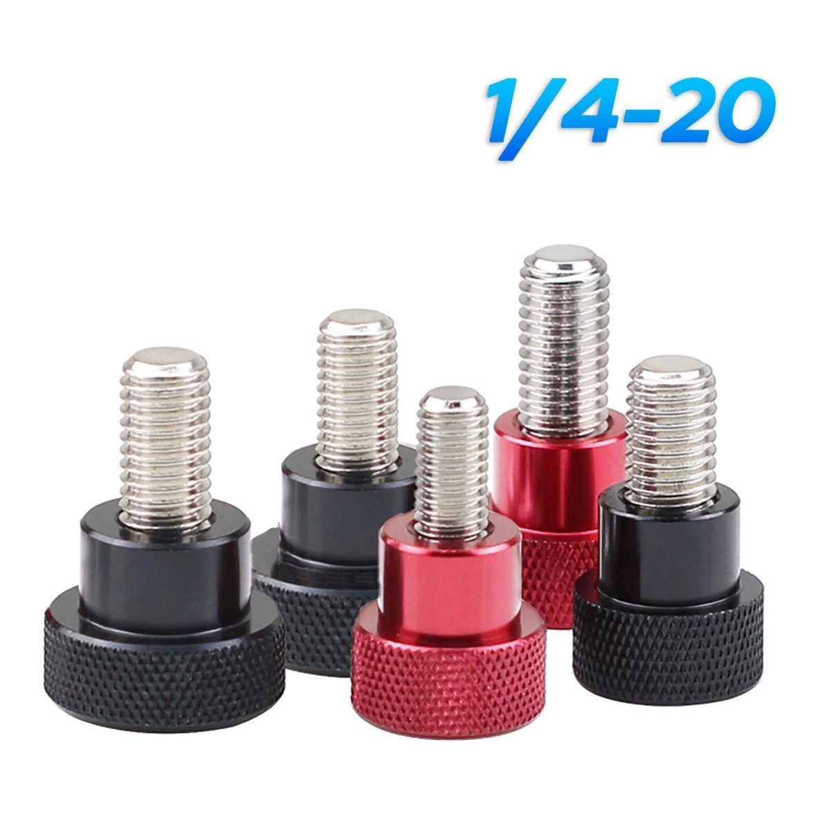 1/4 - 20 Knurled Thumb Screws – A2 Stainless Steel + Aluminum Knob Bolts, Black & Red - HomeDIYer