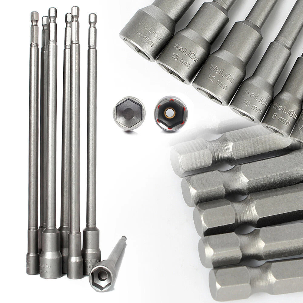 Hex With or Non-Magnetic Nut Driver 1/4 Socket Wrench Impact Drill Bit 300/350mm
