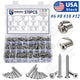 570pc #6 #8 #10 #12 Flat & Pan Head Self‑Tapping Screws – 304 Stainless Steel Kit