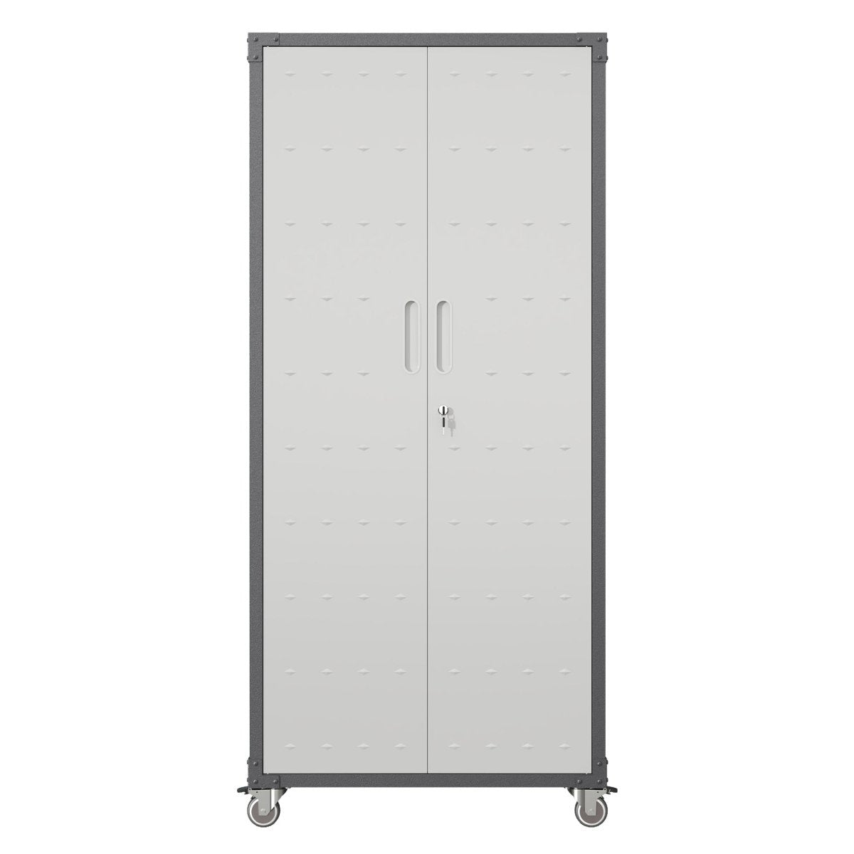 71" Metal Garage Storage Cabinet with Wheels - Heavy - Duty Tool Storage Cabinet for Home, Office, School, and Garage Organization, Black/Gray - HomeDIYer