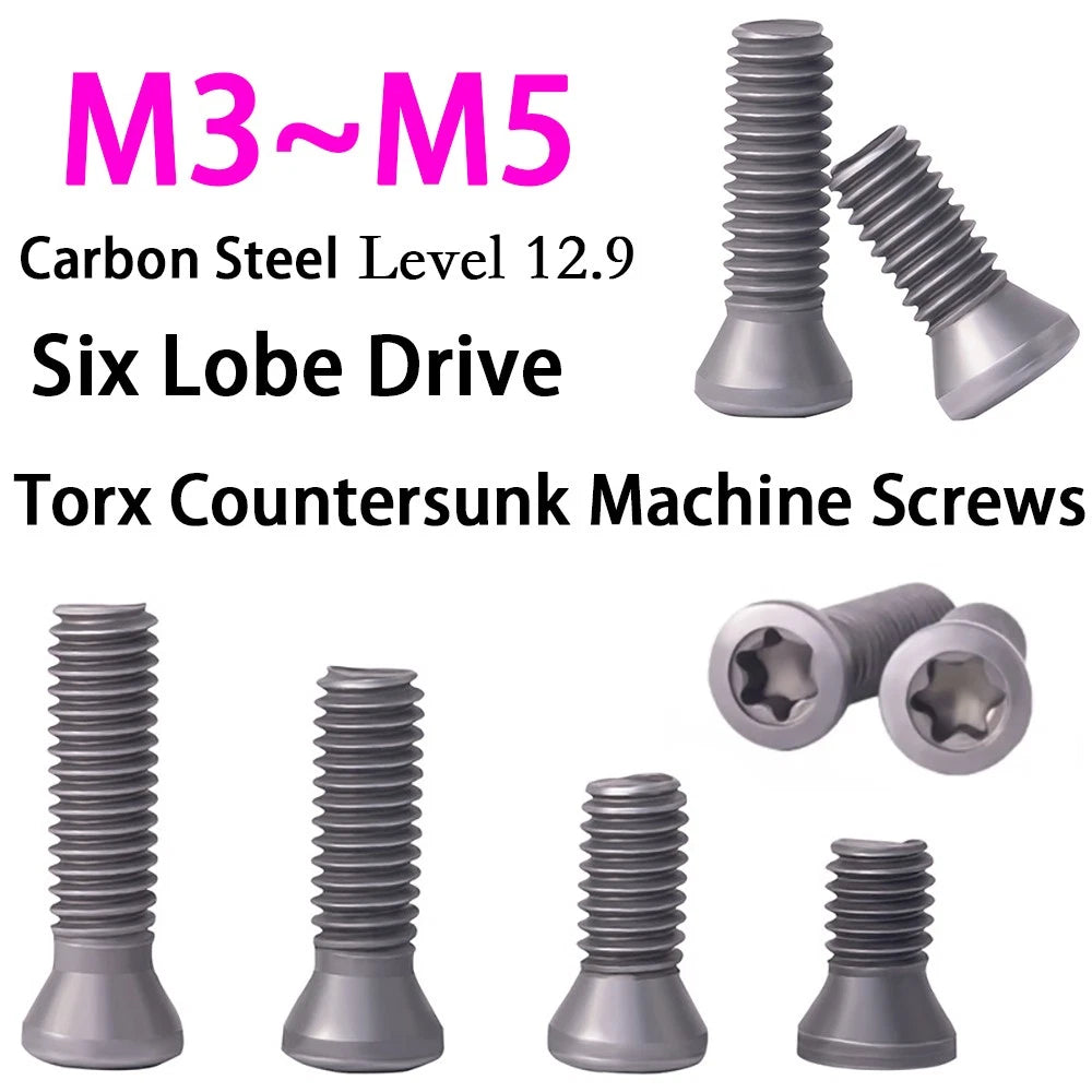 M3 M4 M5 Grade 12.9 Torx Countersunk Machine Screws – SCM435 Alloy Steel, Fully Threaded (4–16mm)