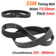 S5M Rubber Timing Belt Closed Loop — 15mm & 20mm Width, 250–2800mm Loop, for CNC & 3D Printer Pulleys