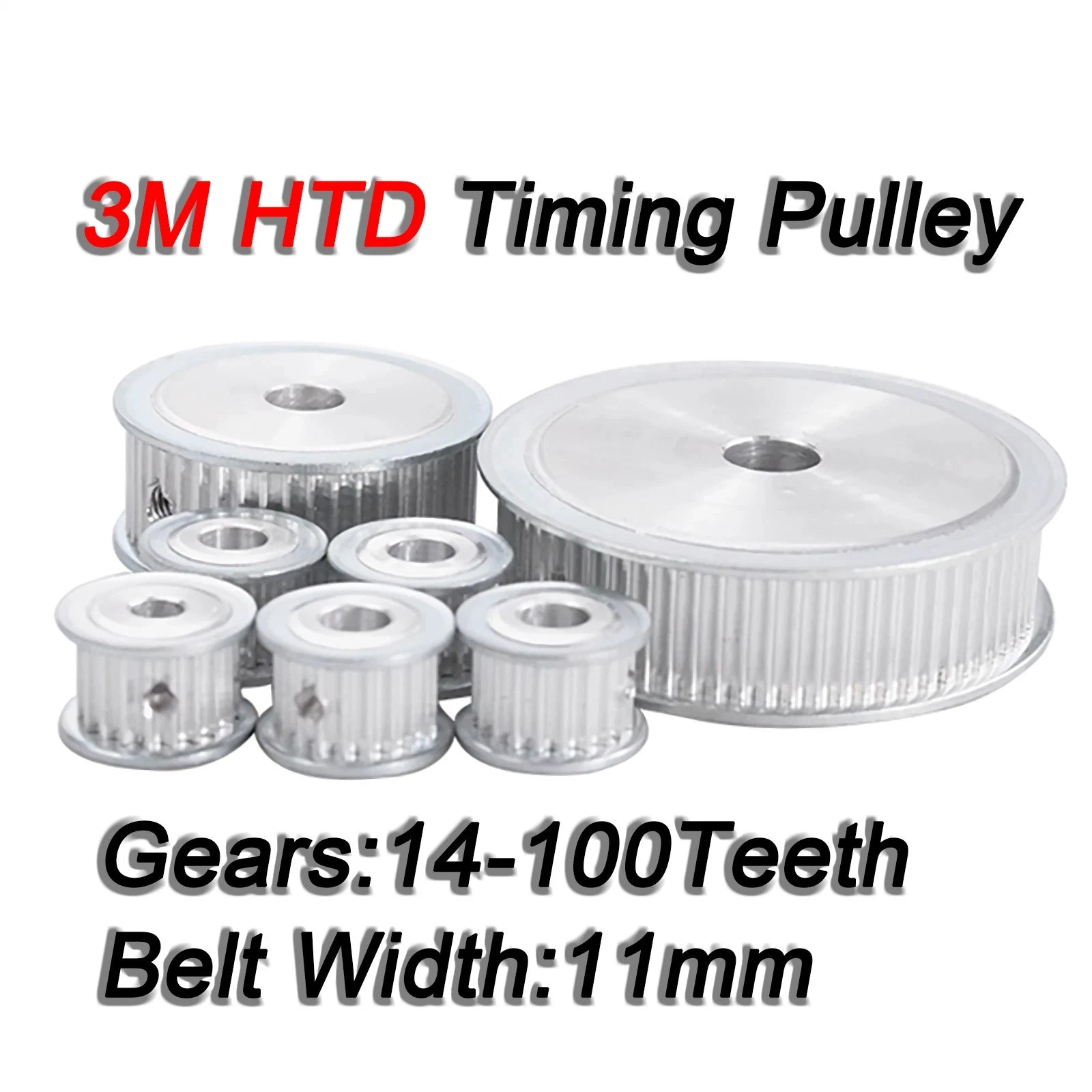 3M HTD Timing Pulley 3mm pitch 11mm Belt Width Smooth Idler Drive Spring Clamp