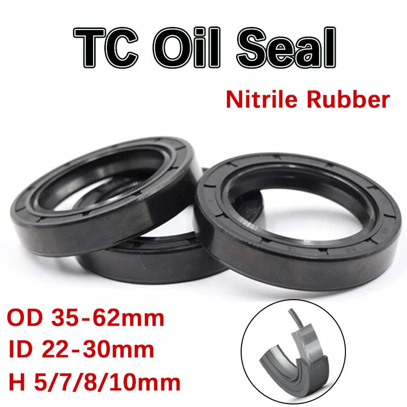 TC Nitrile Rubber Oil Seals ID 22–30mm | LIPR Double Lip for Bearings
