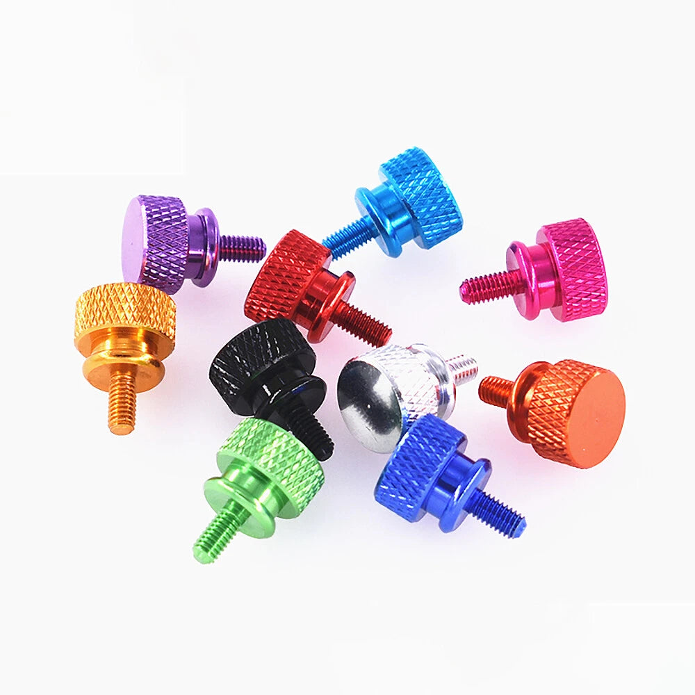 M3.5×7mm Aluminum Knurled Thumb Screws – Flat Head, Hand-Tighten, 10 Colors