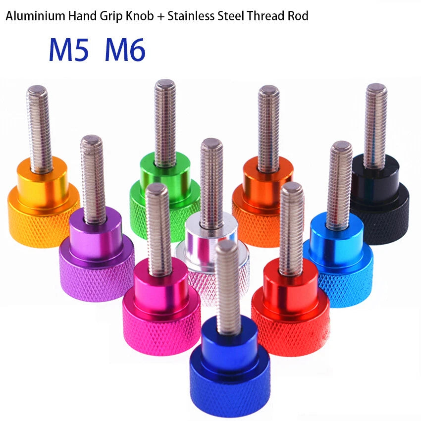 Knurled Thumb Screws Aluminium Alloy Hand Grip Knob Bolt High Typ M5 M6 x15-25mm
