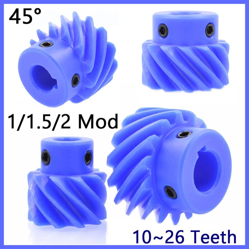 Helical Gears 45° Left Spiral Blue Nylon With Step Transmission Gear 10~26 Teeth