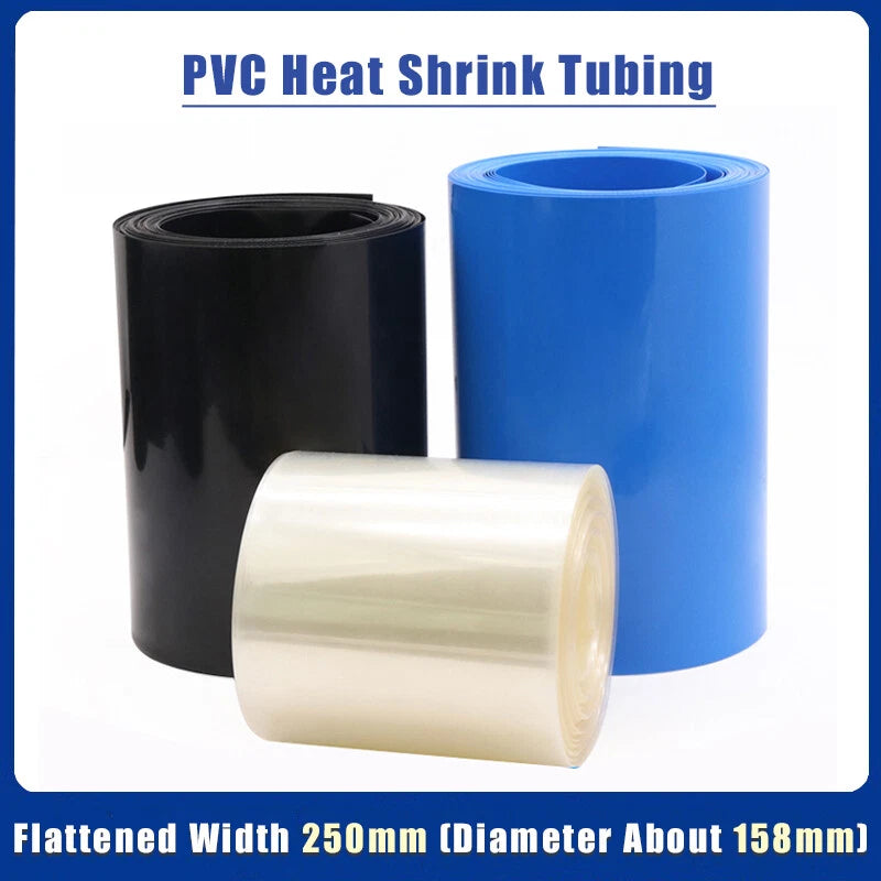 250mm Flat Width PVC Heat Shrink Tubing – Battery Pack Sleeve & Insulation Wrap