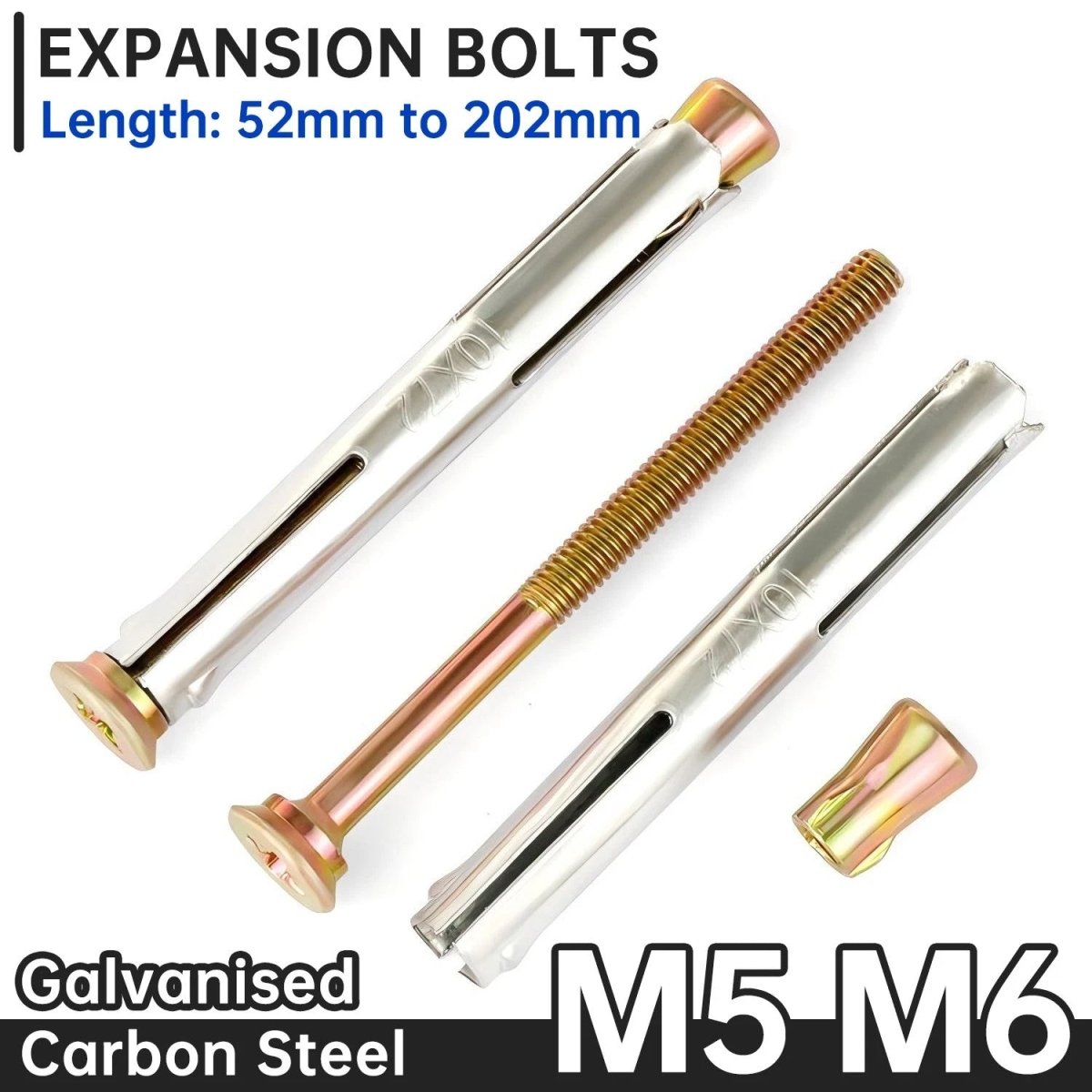 Countersunk Head Sleeve Anchor Expansion Bolts M8 M10 — Zinc - Plated Carbon Steel - HomeDIYer