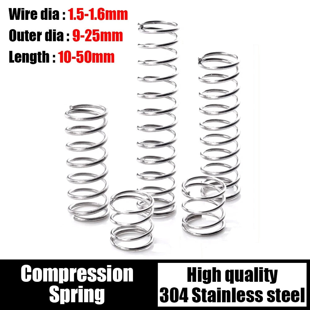 304 Stainless Steel Compression Springs Wire Diameter 1.5/1.6mm Pressure Small