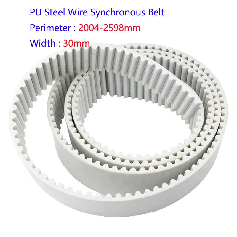 Polyurethane Open Timing Belt 30mm Wide | PU White | 2004–2598mm Perimeter
