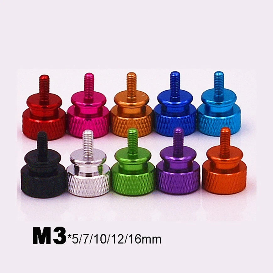 M3*5/7/10/12/16mm Aluminium Anodised Knurled Thumb Screws Hand Grip Knob Bolt