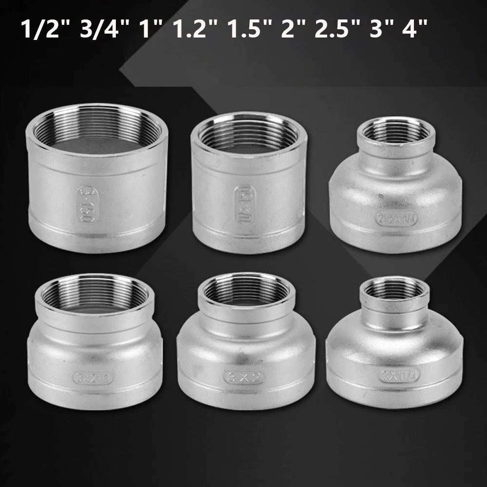 BSP Female Threaded Pipe Reducer Coupling — Stainless Steel A2, 1/2" to 4"
