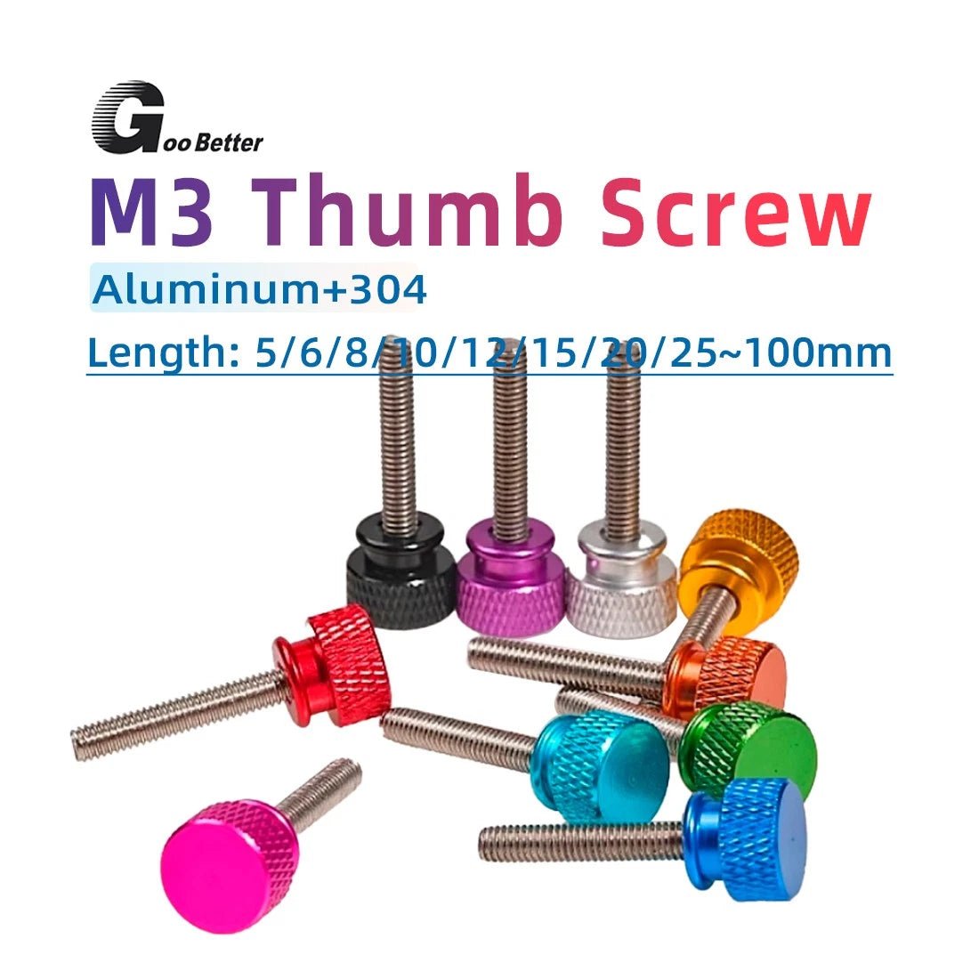 M3 Aluminum Knurled Thumb Screws 5–100mm Anodized Colors 5 - Pack - HomeDIYer