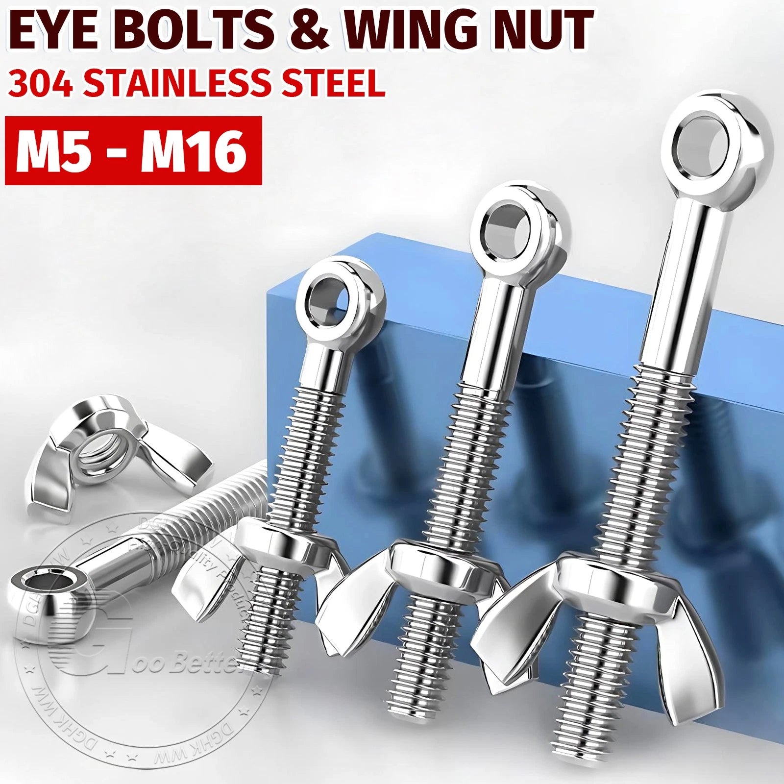 Eye Bolts with Nut — Forged Stainless Steel Threaded Ring Hanging Screws
