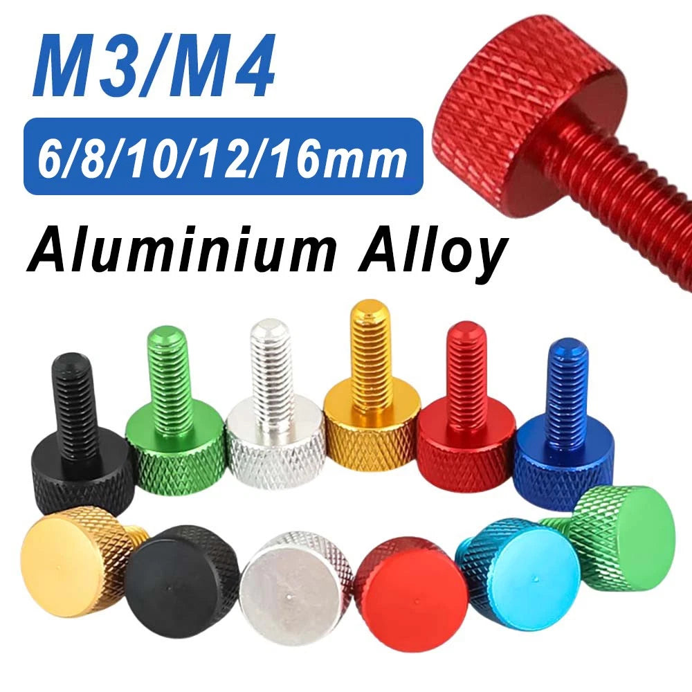 M3 M4 Knurled Thumb Screws – Aluminum Alloy Flat Head Hand Knob Bolts