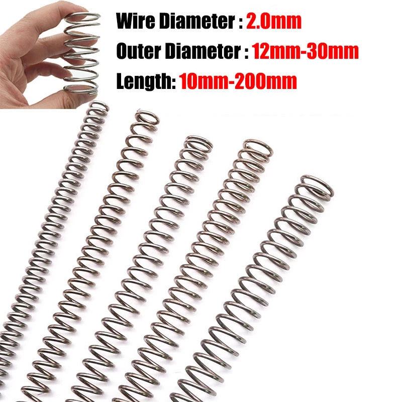Wire Dia 2.0mm Compression Spring 304 Stainless Steel Pressure Springs ALL SIZE