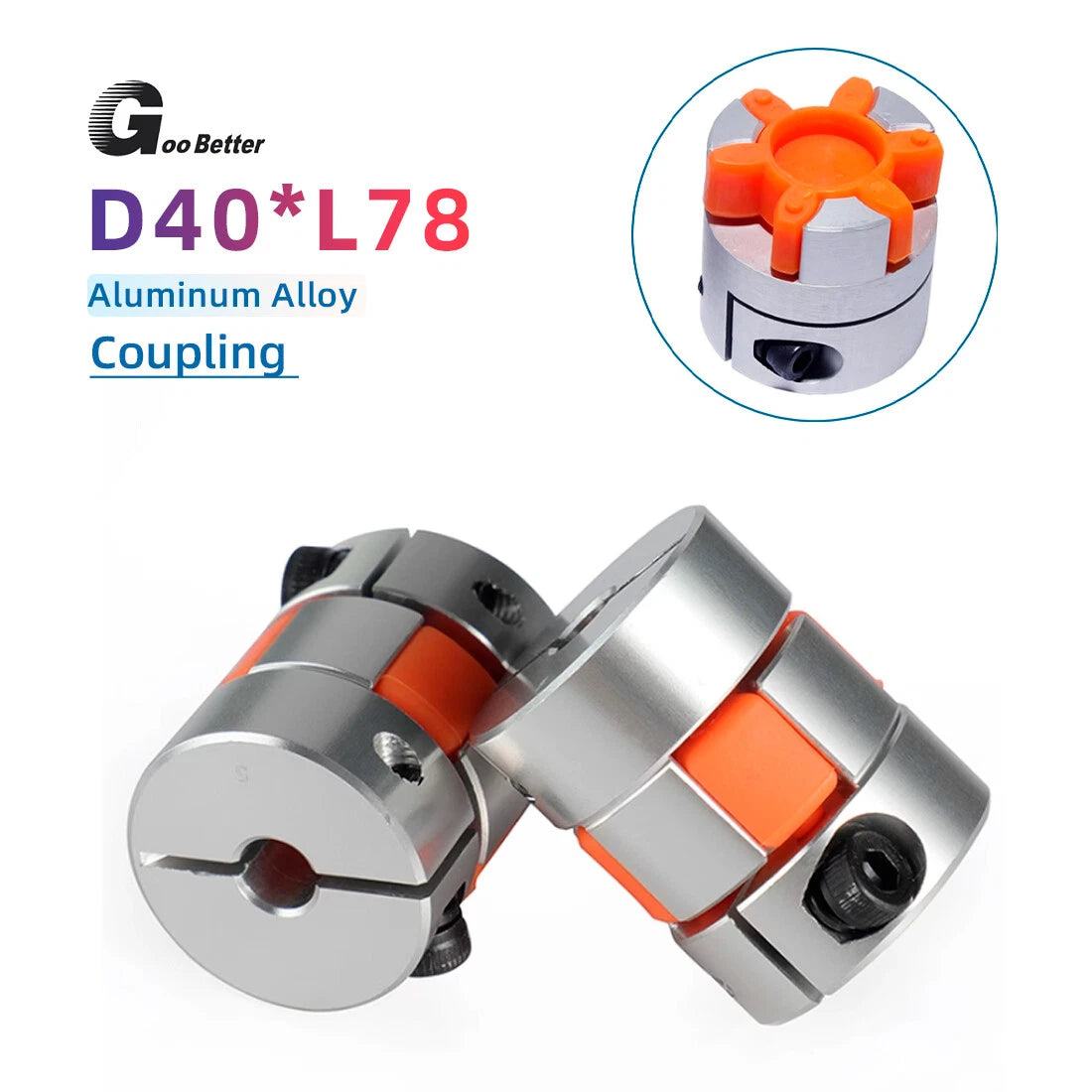 D40mm L78mm Shaft Coupler Flexible Plum Coupling CNC Stepper Motor Jaw Spider