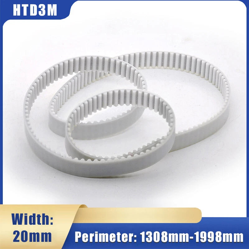 HTD 3M Timing Belt 20mm Wide | Polyurethane Steel Wire | 1308–1998mm Perimeter