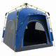 4 Person Pop-Up Camping Tent Hydraulic Auto Setup 3-Season 190T Waterproof 4 Doors UV Sunshade Blue