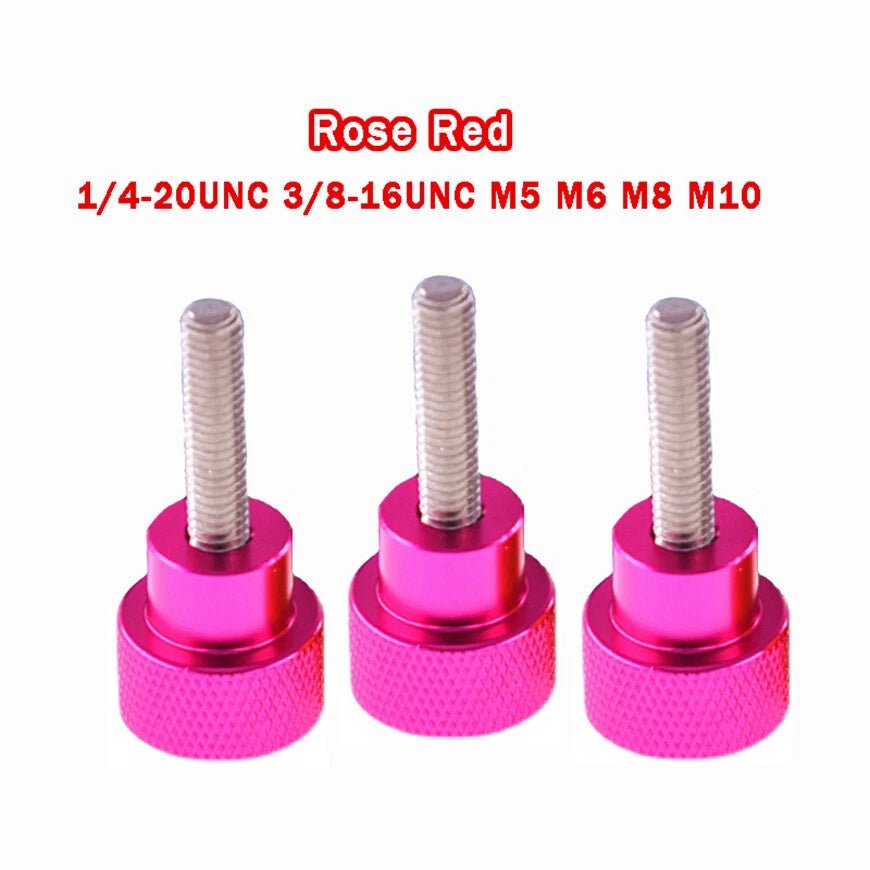 Knurled Thumb Screws – Aluminum & Stainless Steel, Rose Red Anodized | M5 M6 M8 M10 / 1/4 - 20 3/8 - 16 - HomeDIYer
