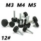 Plastic Round 12# Knurled Thumb Screws – Black, M3 M4 M5 M6, Zinc‑Plated Steel (Hand Knob Bolts)