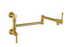 Wall Mounted Pot Filler Faucet – Brushed Gold, Two-Attachment Folding Swing Arm, Dual Handle, Solid Brass
