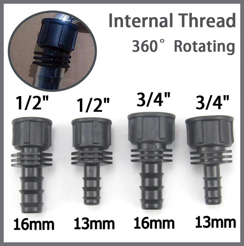 Internal Thread Straight Joint Tube Hose Pipe Plastic Tube Connector 13mm 16mm
