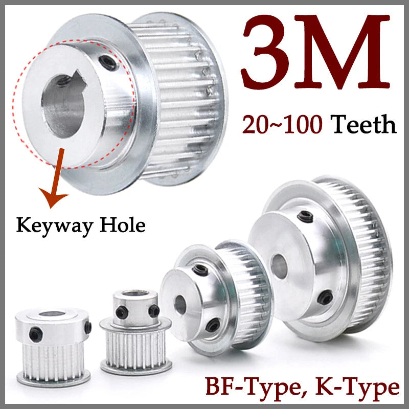 3M Timing Belt Drive Pulley BF/K-Type Pitch 3mm For CNC Step Motor 20~100 Teeth