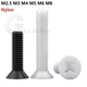 Nylon Phillips Countersunk Machine Screws – M2.5 M3 M4 M5 M6 M8, White or Black (5–40mm)