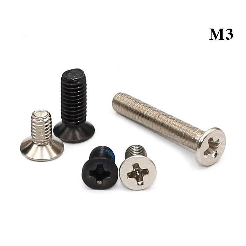 M3 Countersunk Thin Machine Screws – Carbon Steel, Nickel/Black Zinc, Phillips Drive (3–16mm Lengths)