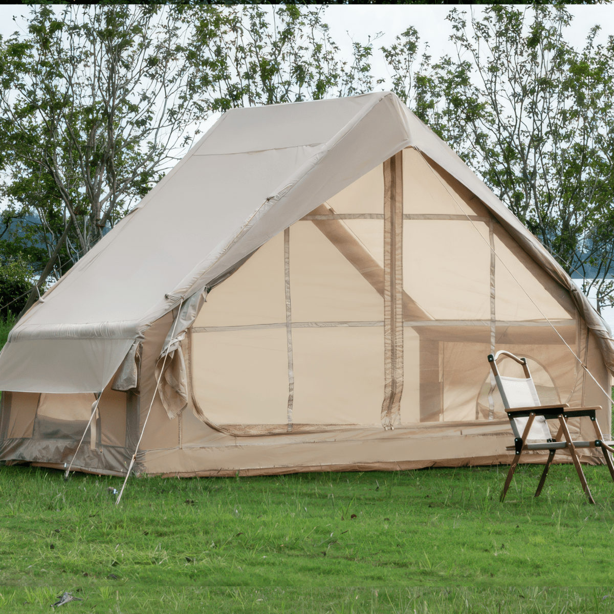 Inflatable Tent With Pump,Glamping Tents For 4 - 6 Person, Easy Setup 4 Season Waterproof Outdoor Tent,Waterproof Luxury Glamping Tent with 12 Mesh Window - HomeDIYer
