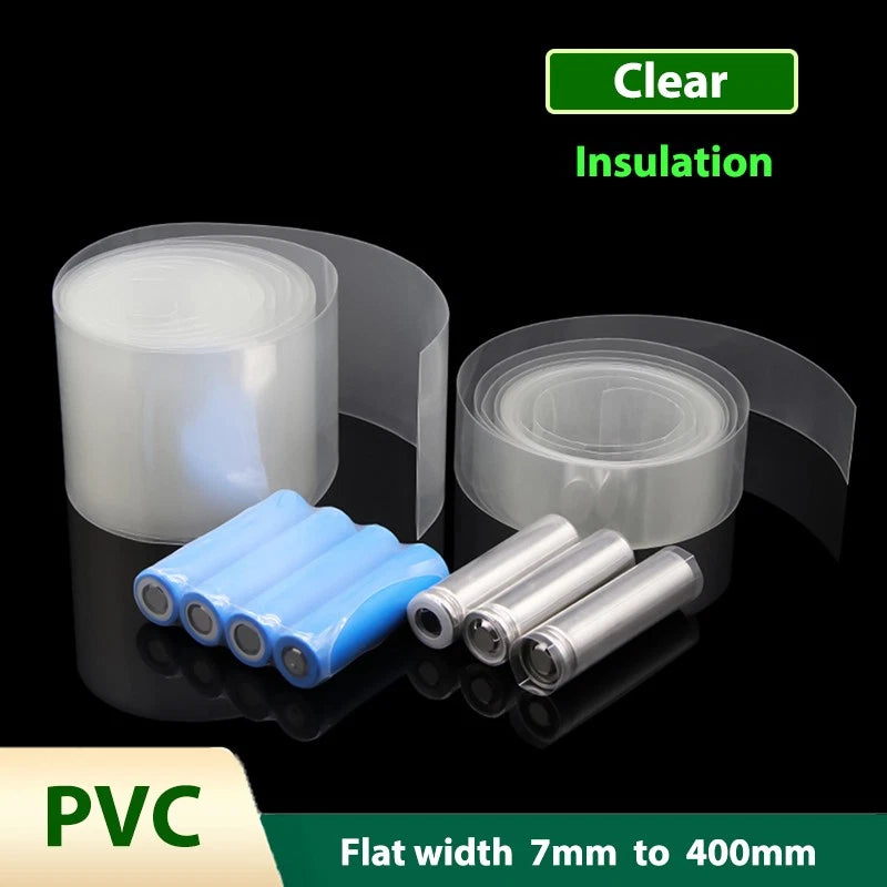PVC Heat Shrink Tubing — Clear Wrap Sleeve for Battery & Wire Insulation (7mm–400mm)