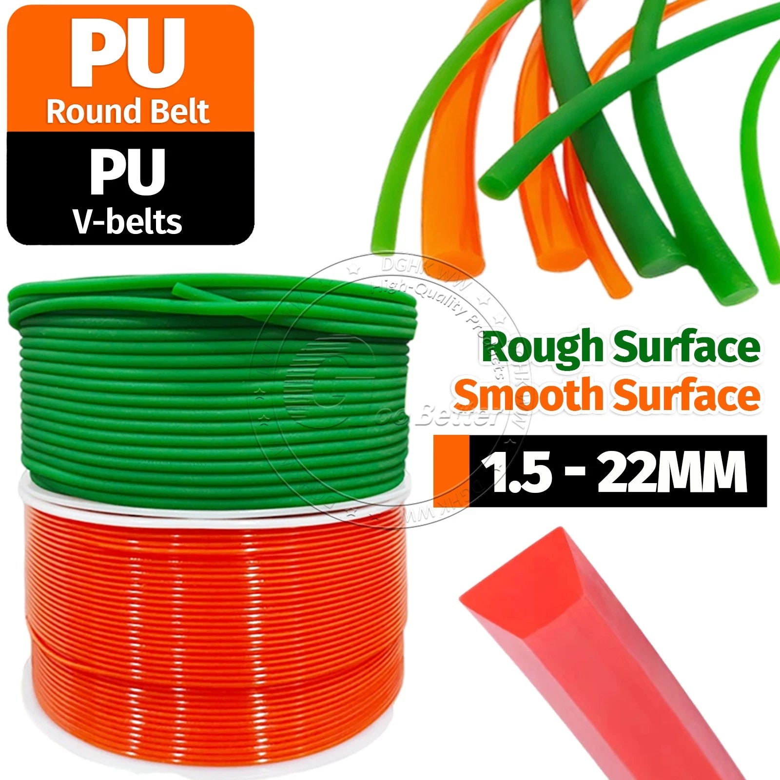 PU Round Drive Belt – Polyurethane Solid Round Belt, Smooth & Rough Surface, Dia 1.5mm–22mm