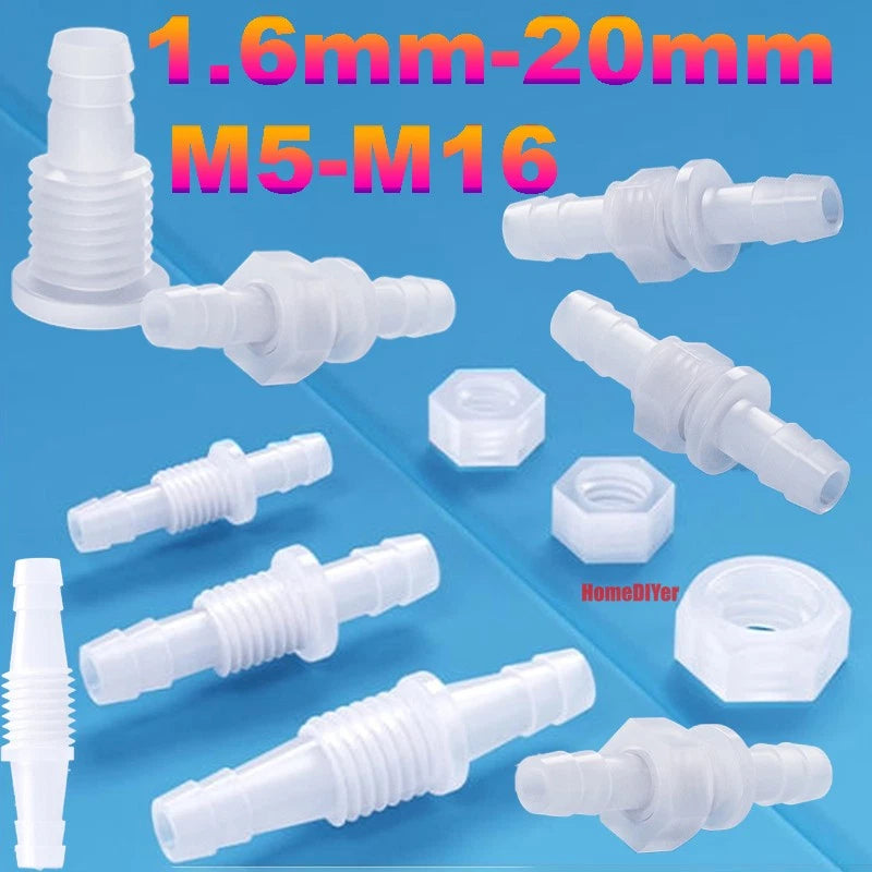 Plastic Barbed Hose Reducer Connector — Straight Thread Joiner for Air & Water Tube