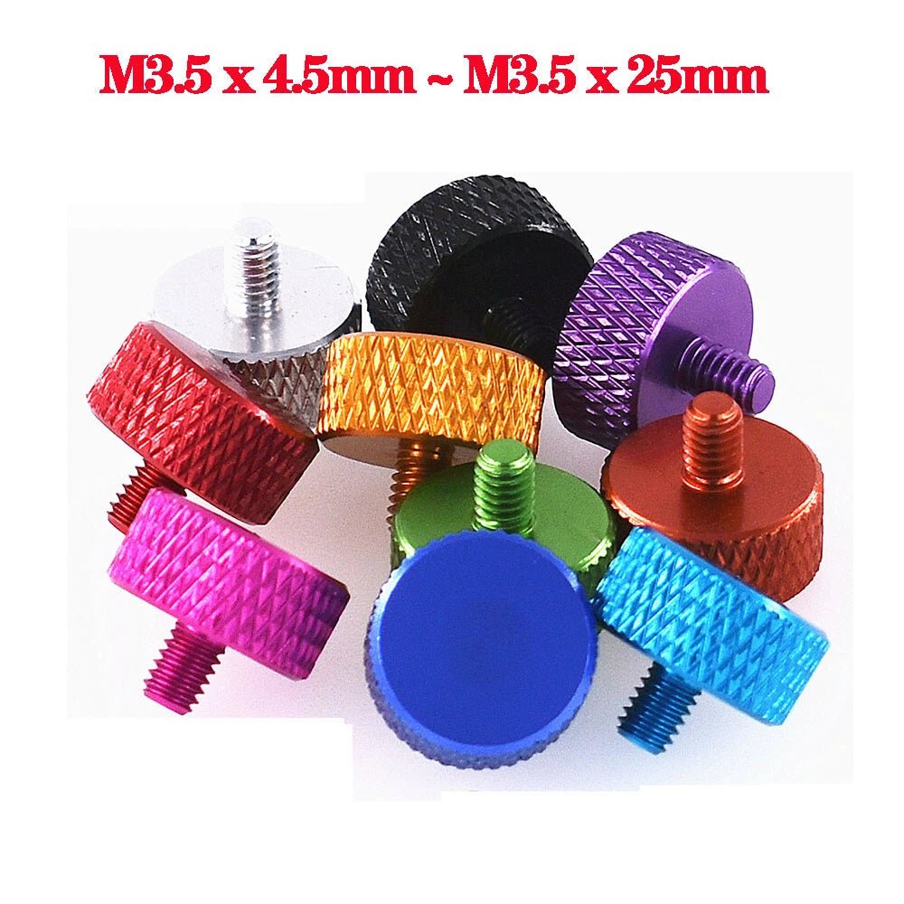M3.5 Aluminum Alloy Knurled Thumb Screws – Hand Grip Knob Bolts for PC Computer Case (4.5‑25mm) - HomeDIYer
