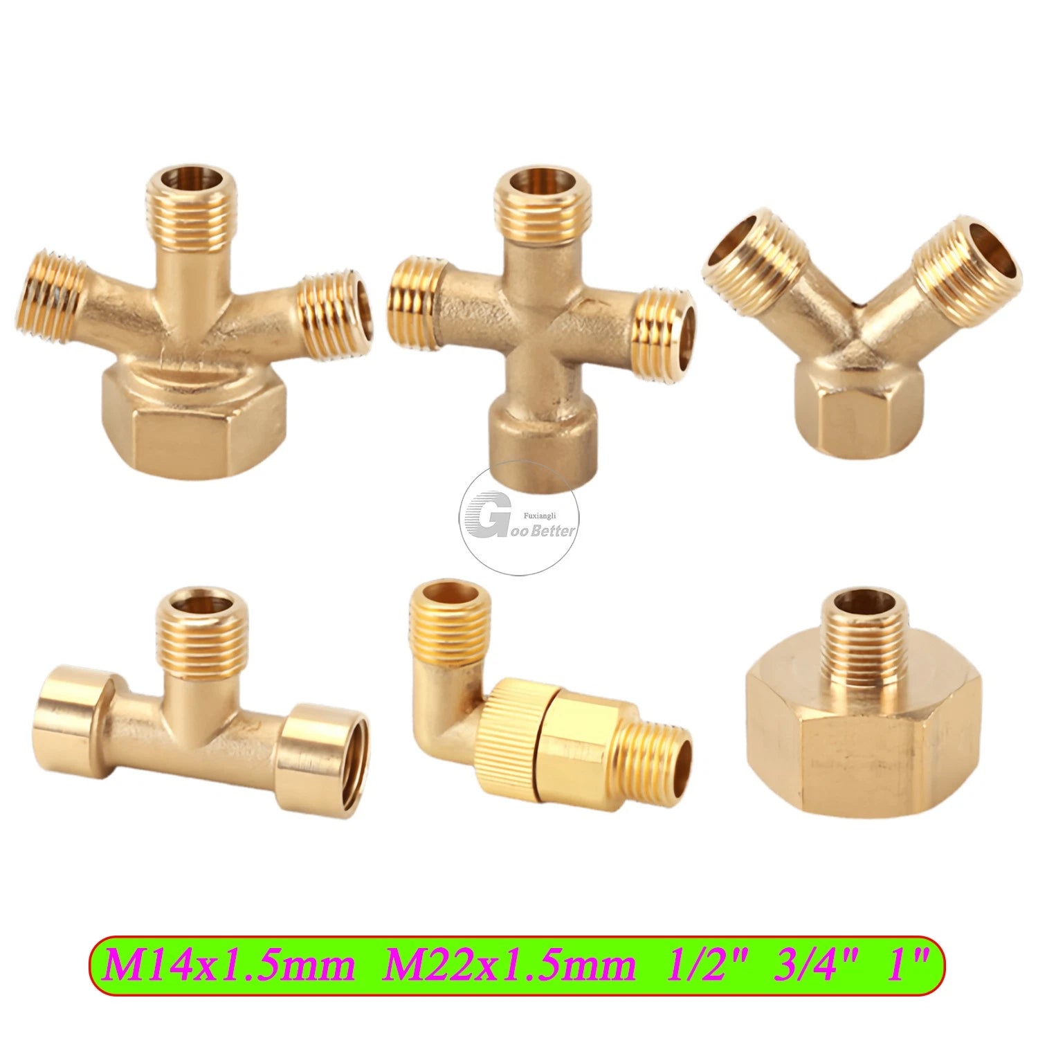 M14x1.5mm M22x1.5mm Brass Fittings — Elbow, Tee, Cross, Y-Piece & Adapter Sprayer Joints