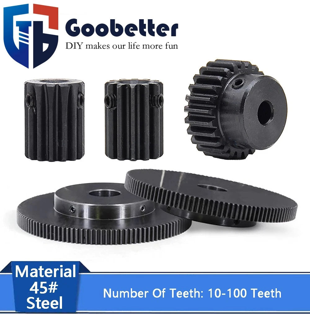 1 Mod 10T-100T Precision Spur Pinion Gear With Step 45# Steel Motor Gear x 1Pcs