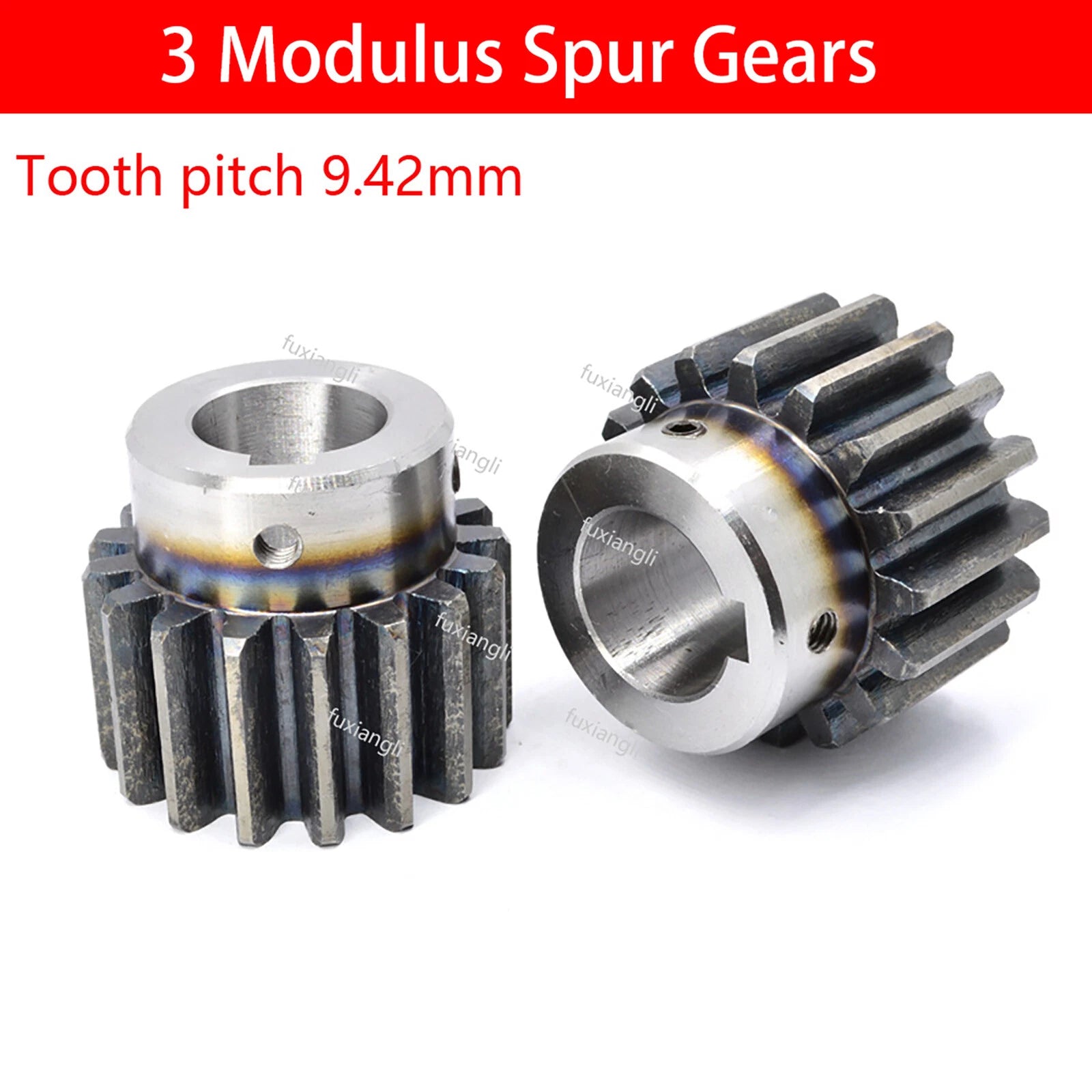 3 Mod 14-30Tooth Spur Gears pitch 9.42mm 45# Steel With Keyway Pinion Motor Gear
