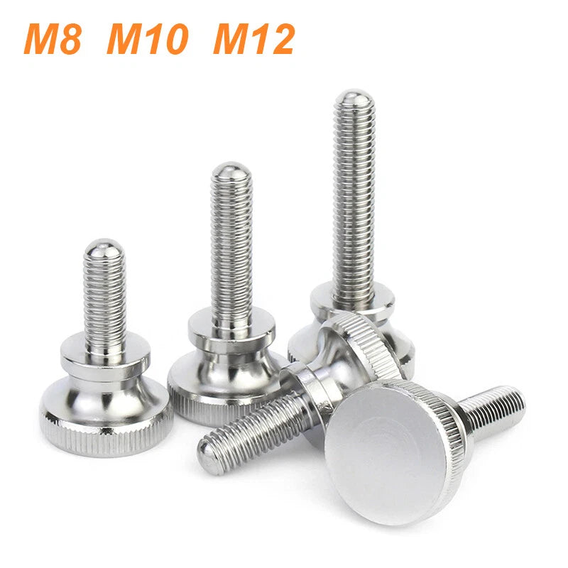 Knurled Thumb Screws Flat Round Head Grip Knob Adjustment Stainless Steel M8 M10